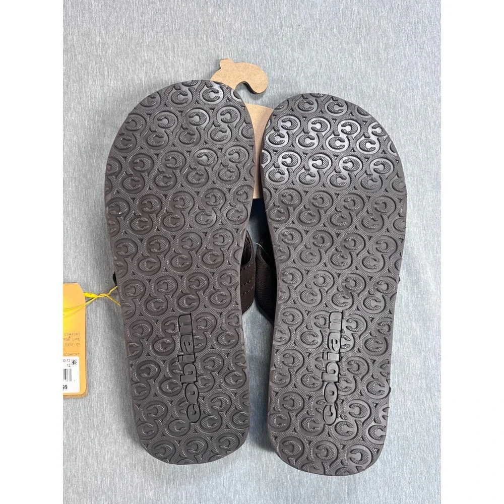 NEW Cobian Campo Lazo Brown Premium Leather Flip Flops Mens Sandals Size 12 $65